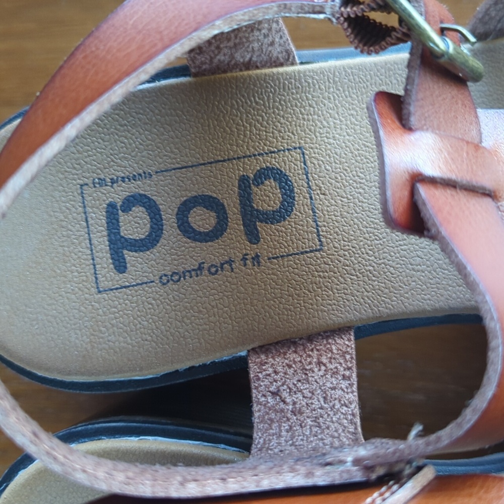 Pop Comfort Fit Brown Strappy Fisherman Lug Sole Women's Sandals, Size 9, NWOT - Picture 5 of 6